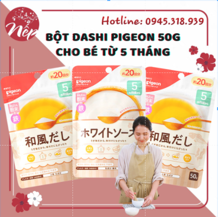 (DATE 2022-2023) BỘT DASHI PIGEON 50G CHO BÉ TỪ 5 THÁNG