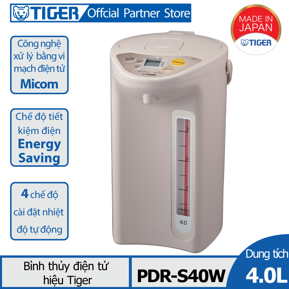 [Trả góp 0%]Bình thủy điện tử Tiger PDR-S40W (4.0L)
