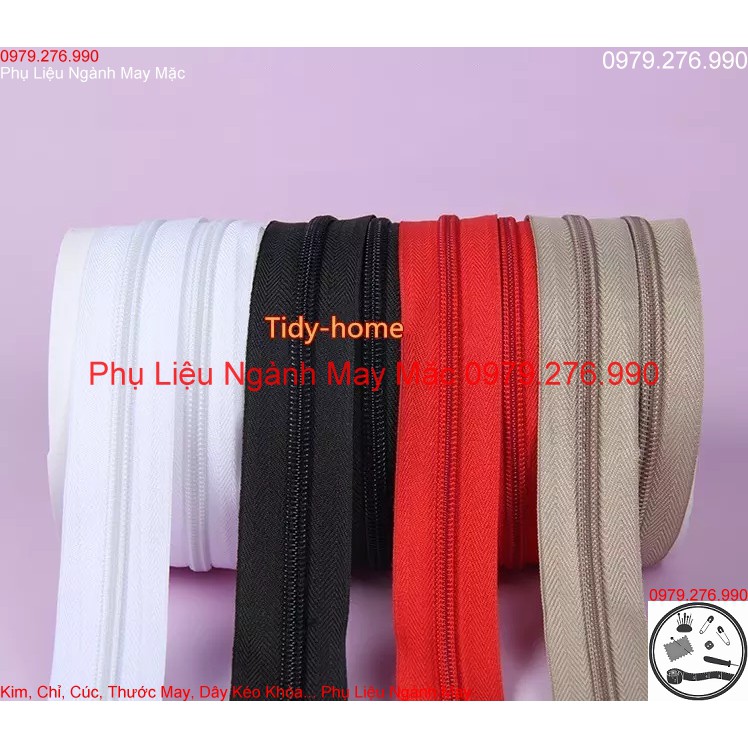 Dây khóa mét răng cước 5- bán lẻ 1 mét