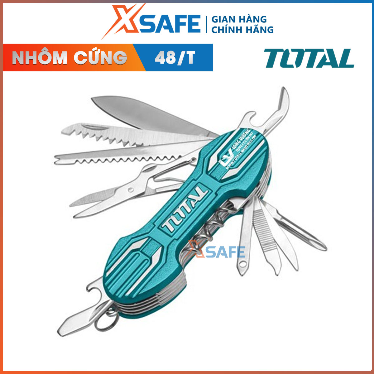 Knife set multifunction pocket 15 in 1 Total THMFK0156 knife survival cutter paring bottle opener soda saw wood nail files for impact wrench-distribution genuine xsafe
