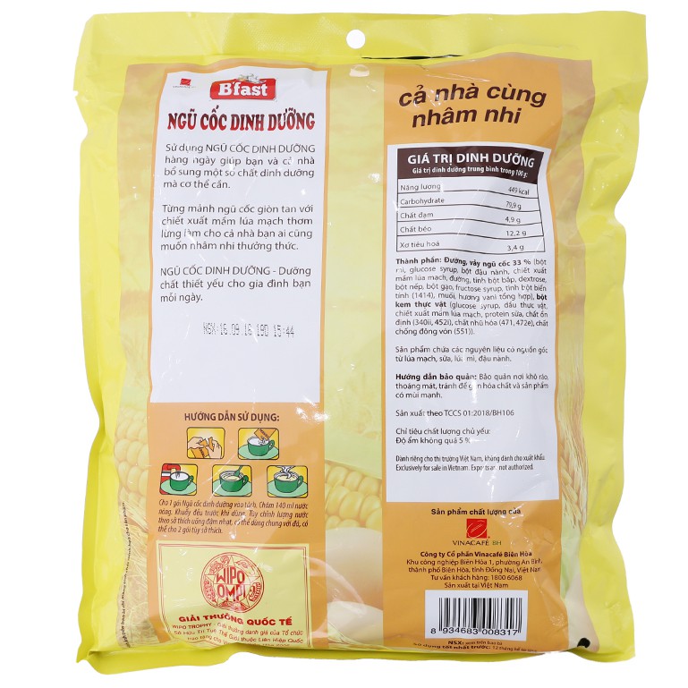 Ngũ cốc dinh dưỡng Vinacafé BFast bịch 500g