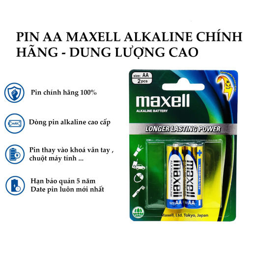 Combo 5 vỉ pin AA Maxell Alkaline (1 vỉ 2 viên) chính hãng