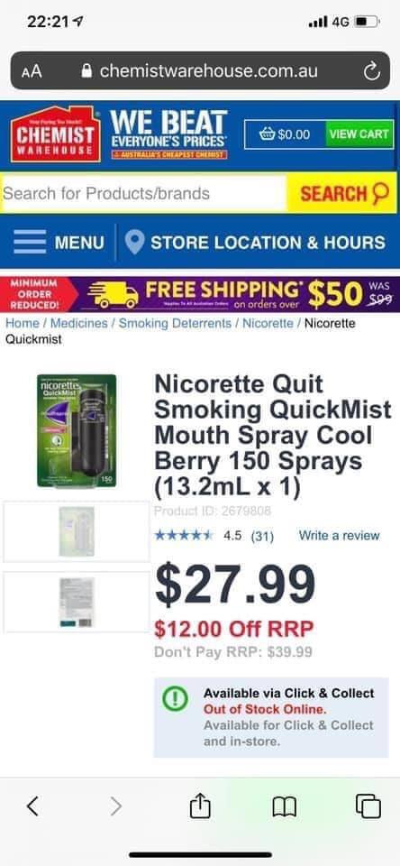 Nicorette Quickmist Spray Mouth Spray 2 Pack
