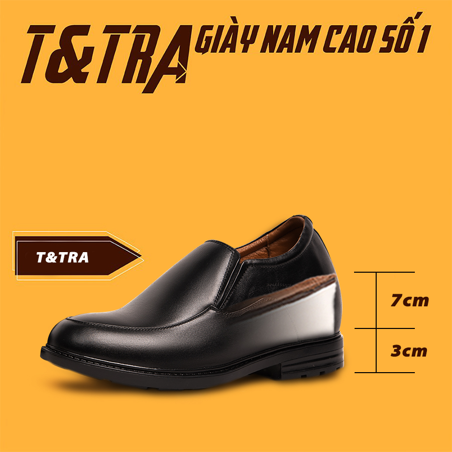 [10CM] Giày Độn Nam T&TRA T99 Đen -  Ít Dốc Mang Thoải Mái Hơn