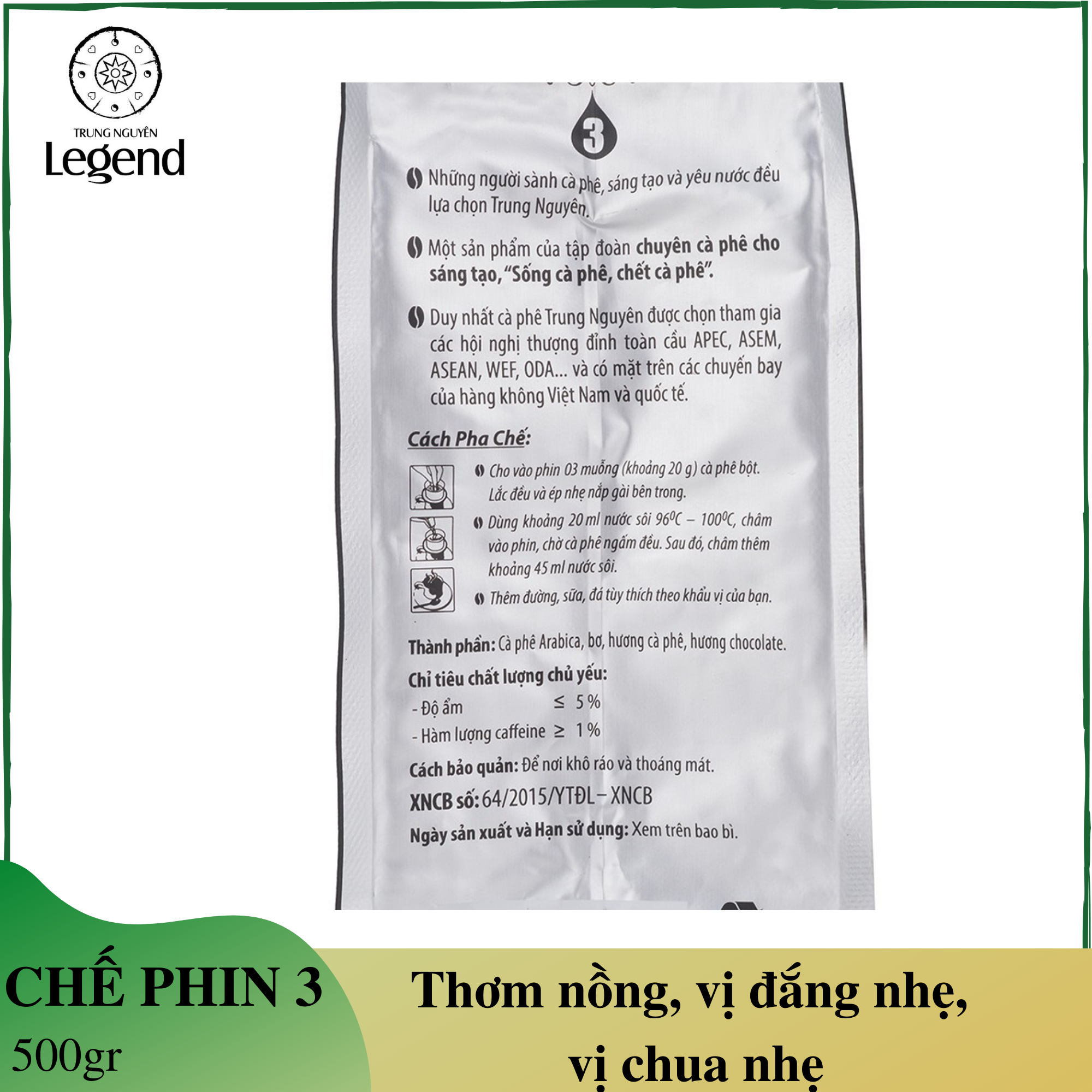 Cà phê chế phin 3 Trung Nguyên - gói 500gr