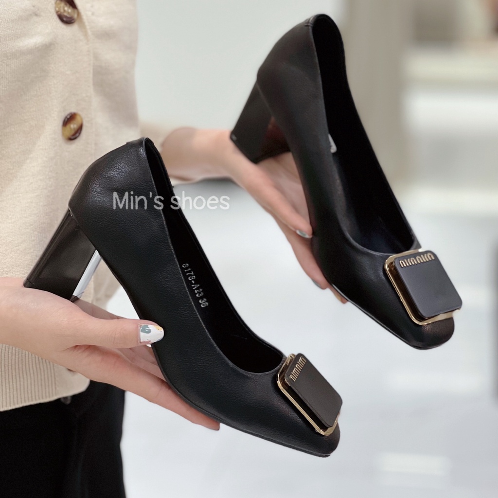 Min's shoes - giày gót vuông thời trang công sở da mềm cao cấp v248