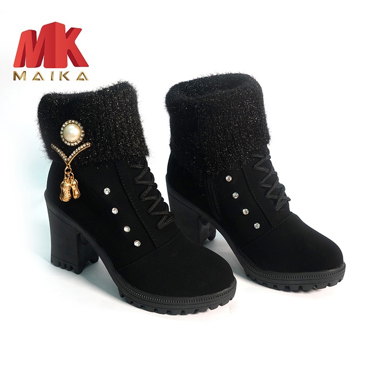 Giày boot nữ đế vuông S105 (Đen) MK STORE