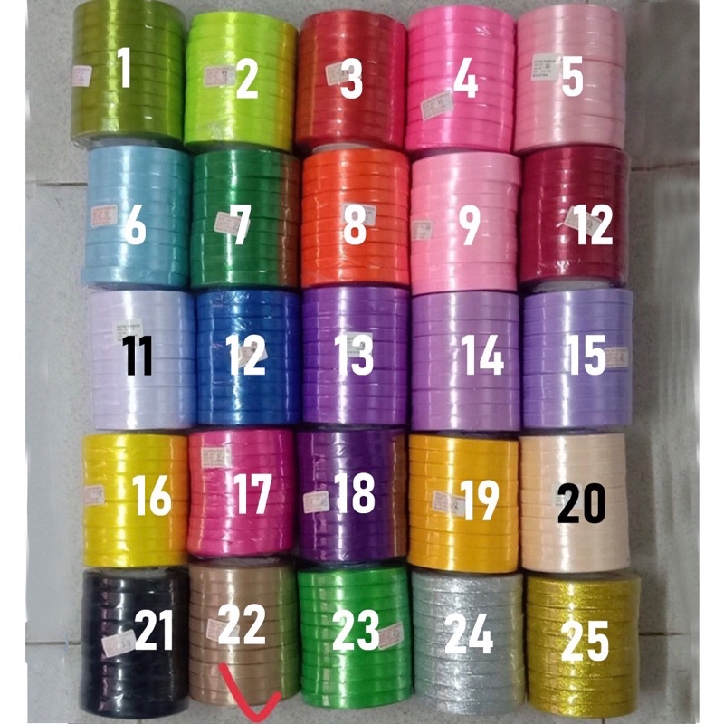 Combo 2 cuộn Ruy băng lụa 1cm nhiều màu dài 22m