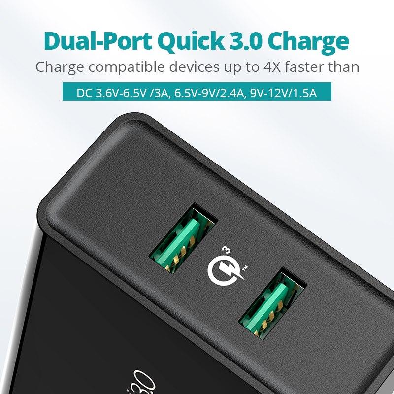Sạc nhanh đa năng 2 cổng Quick Charge 3.0 36W Ugreen