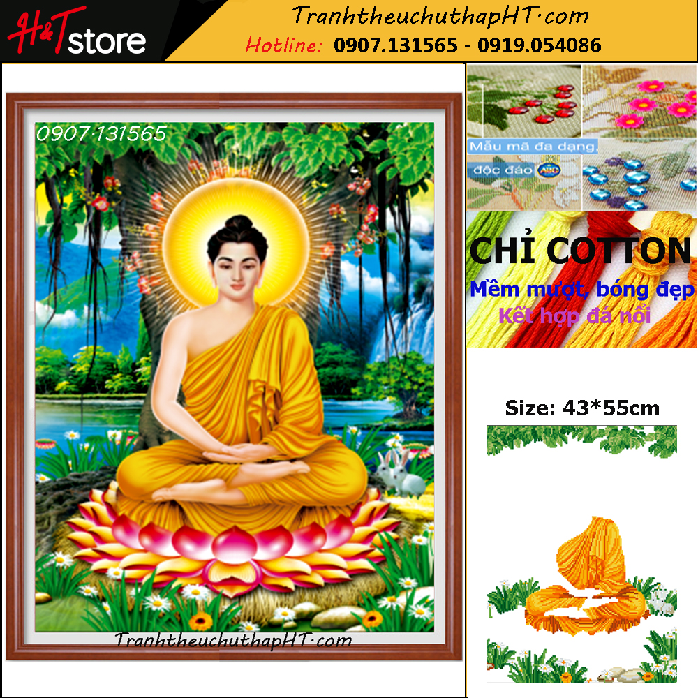 Tranh đính đá - tranh thêu chữ thập phật tổ lv3338, lv047 - tự thêu