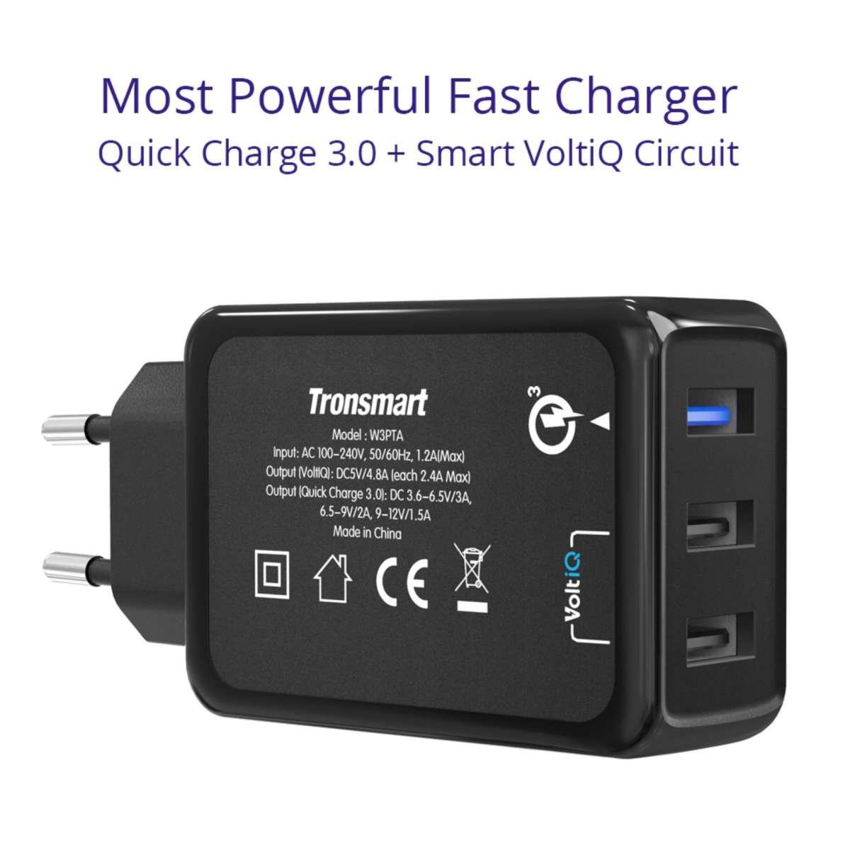 Sạc TRONSMART 3 cổng 42w Quick Charge 3.0
