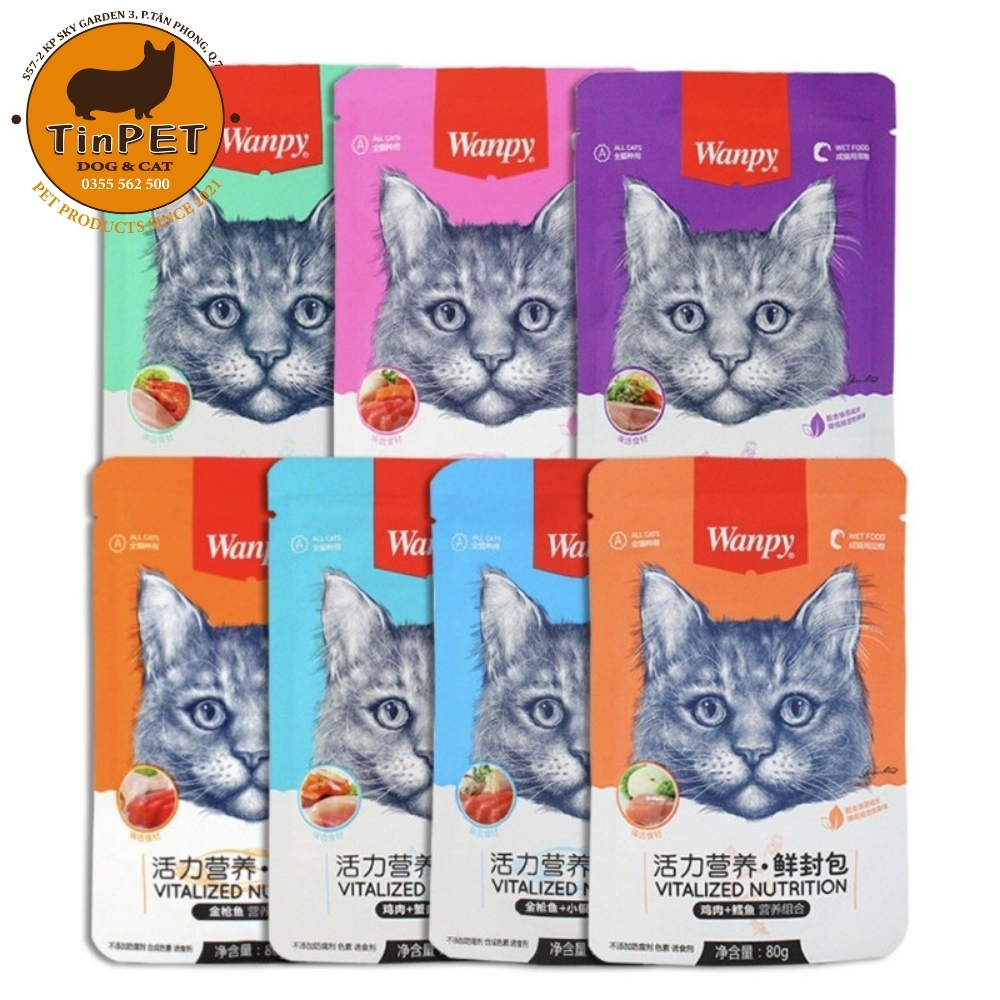 Pate Wanpy Đủ 7 Vị Dành Cho Mèo Kén Ăn Gói 80gr