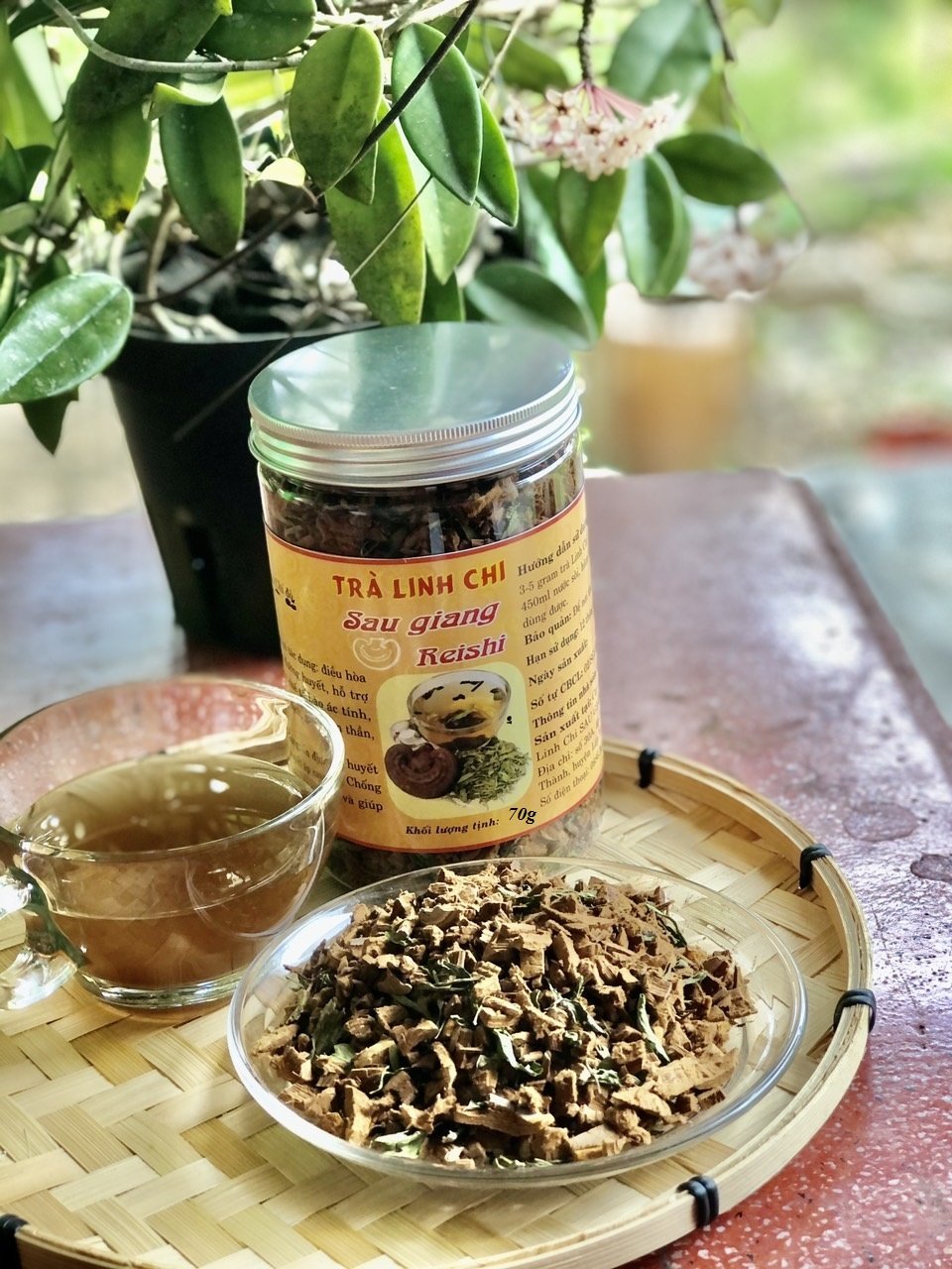 Trà Linh Chi SAU GIANG REISHI (KLT 70g, chế biến từ nấm linh chi còn nguyên bàu tử)