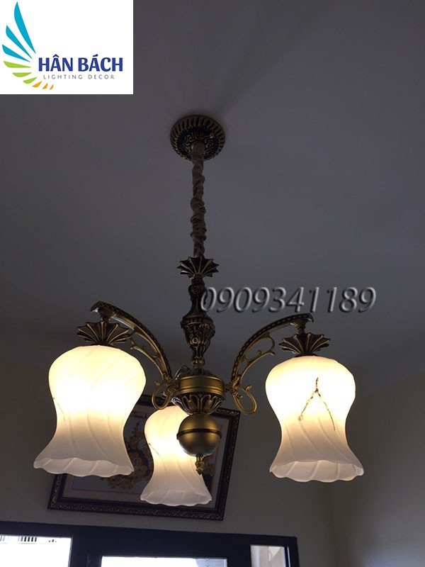 [HCM]đèn chùm xi đồng cổ điển(SHOP tặng kèm bóng đèn LED cao cấp)