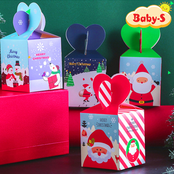 Hộp quà giấy, Hộp quà Noel nắp trái tim 3D hình tuần lộc người tuyết ông già Noel dễ thương Baby-S – SG009