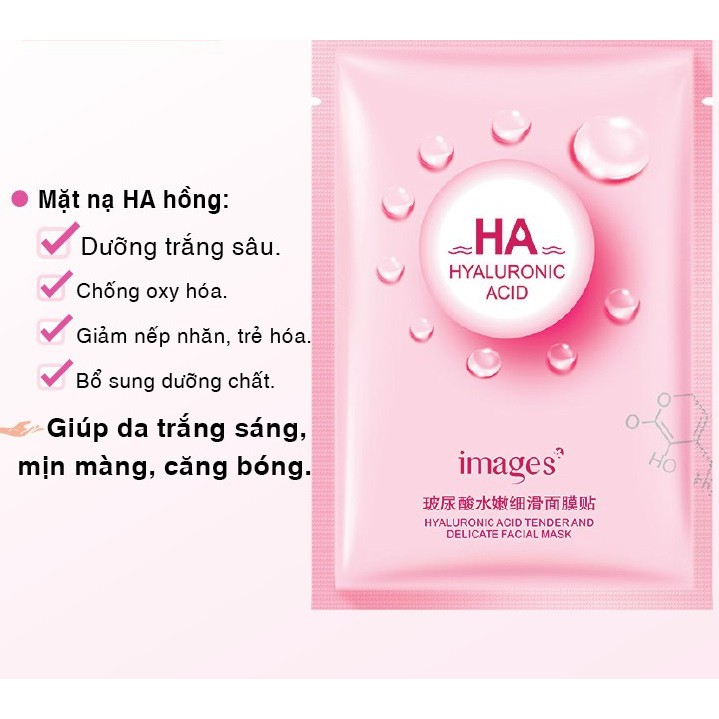 Mặt Nạ HA Cấp Nước Dưỡng Da Căng Mịn Màng ( hồng )