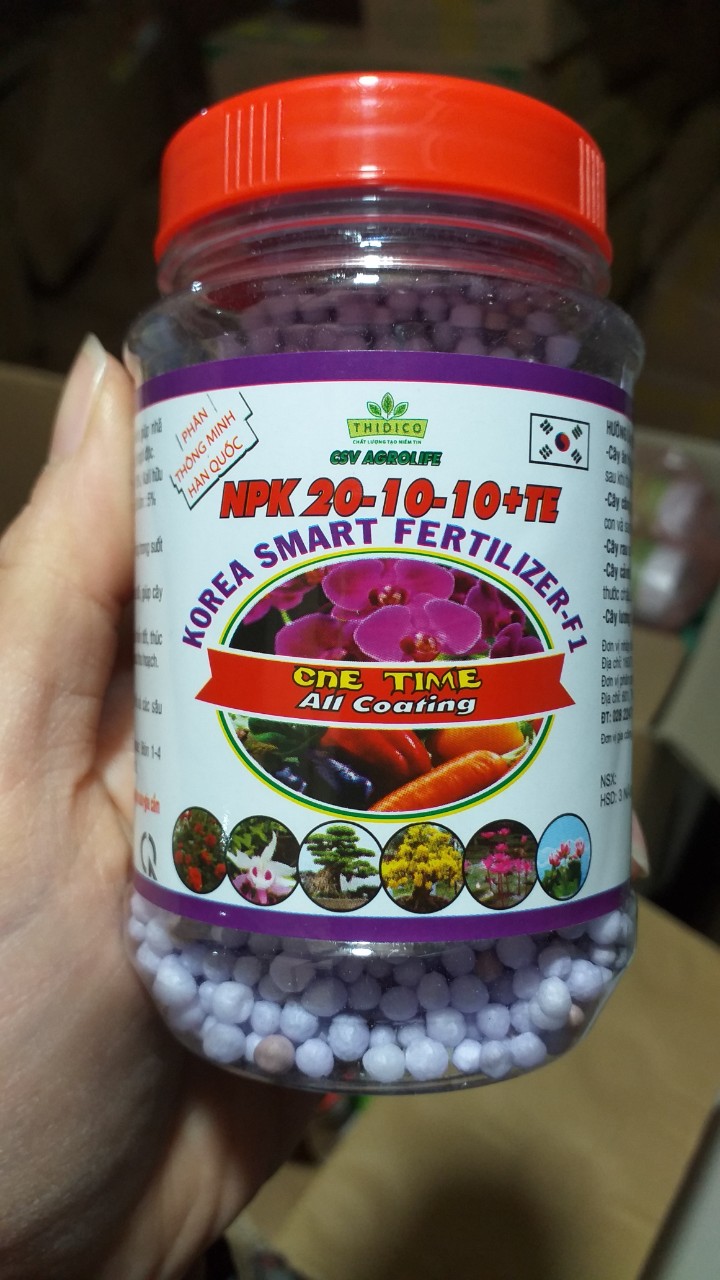 Phân tan chậm thông minh Hàn Quốc NPK 20-10-10+Te lọ 150gr