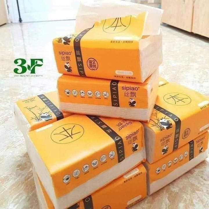 Combo 10 gói Khăn giấy rút, giấy ăn gấu trúc sipiao chuẩn loại 1 (300 tờ/3 lớp) HÀNG CHUẨN NỘI ĐỊA