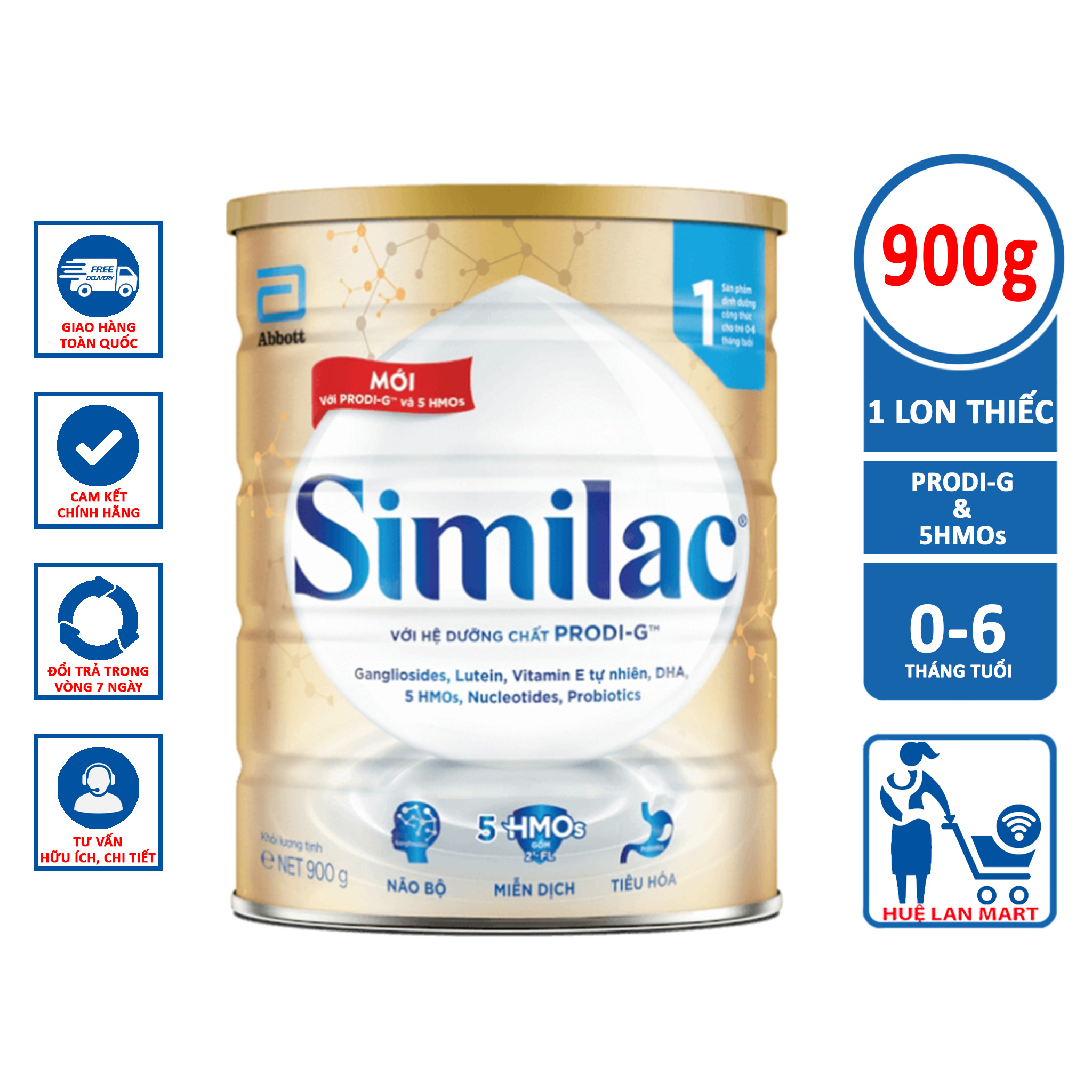 Sữa Bột Abbott Similac  với hệ dưỡng chất prodi-g  HMOs số 1 - Hộp 900g (Não bộ, sức đề kháng, tăng trưởng)