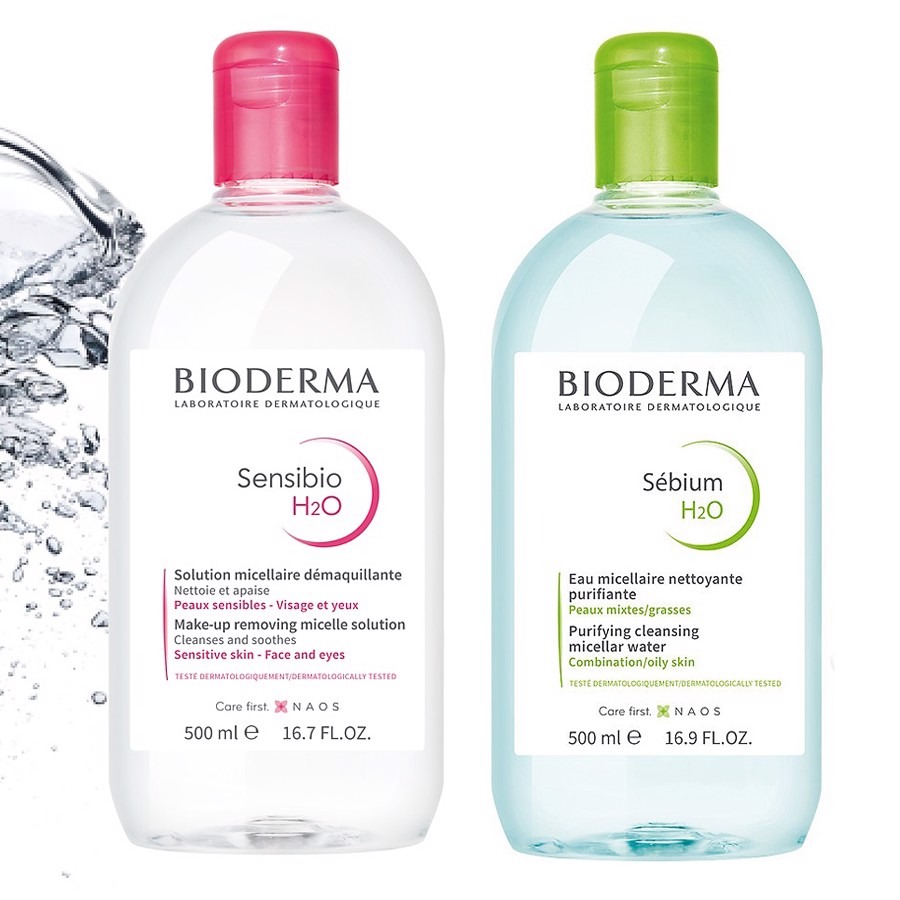 Nước tẩy trang Bioderma làm sạch dịu nhẹ 500ml, tẩy trang Bioderma cho mọi loại da