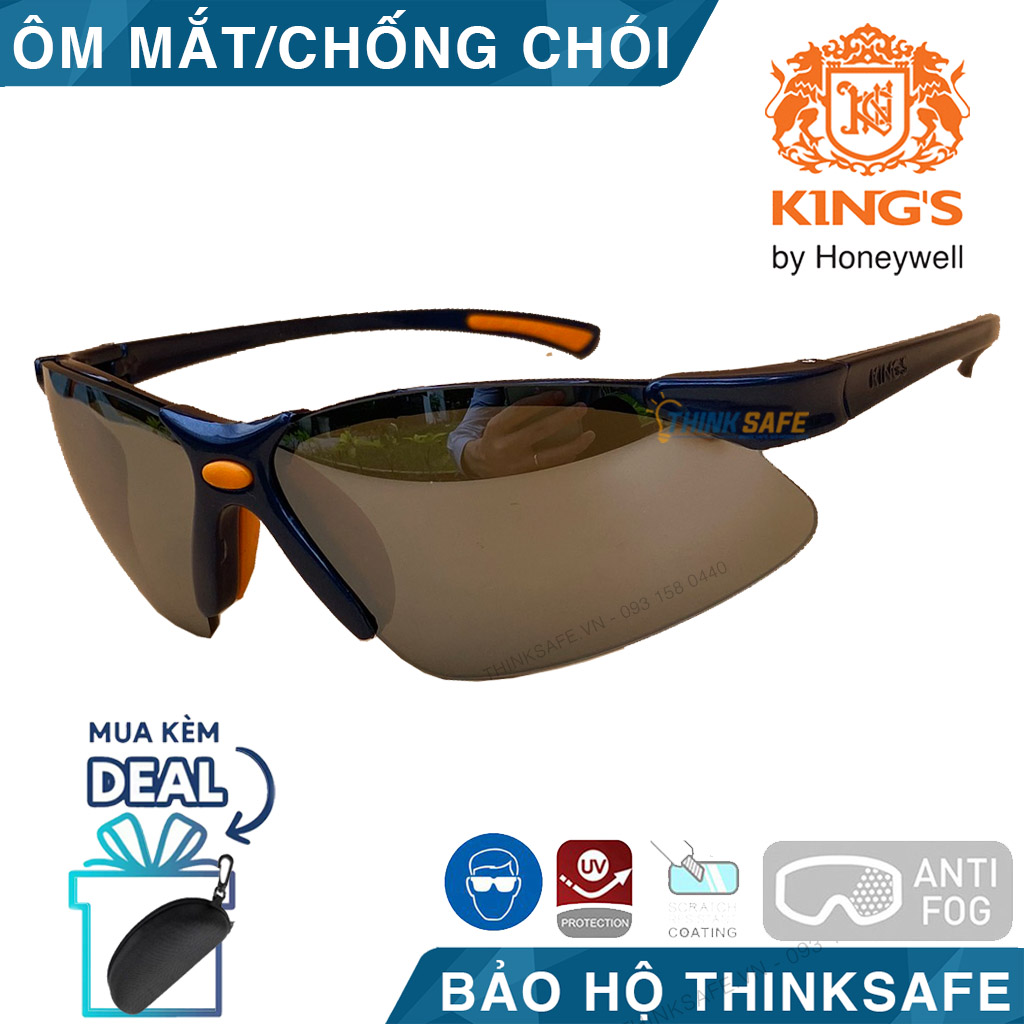 Goggles KING'S KY314B anti-dust, anti-scratch, anti-đọng mist, eye glasses anti-UV (black coated silver)-protective thinksafe
