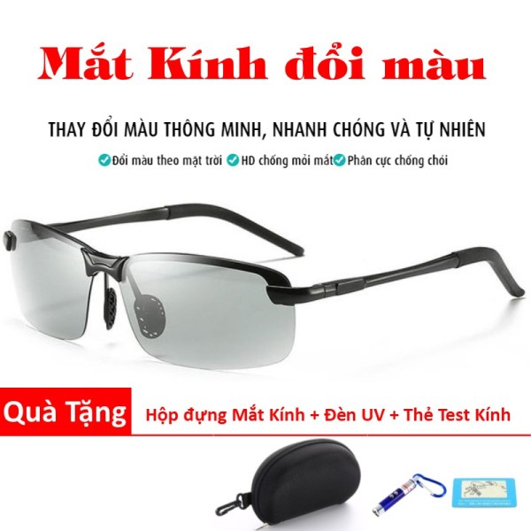 Giá bán Kính mát thần kỳ Tech Pro Black, mắt kính thông minh Đổi màu theo ngày và đêm, tính năng phân cực polarized chống lóa, tự sẫm màu, bảo vệ khi phát hiện có tia UV gây hại . tặng đèn UV test kính + soi tiền giả