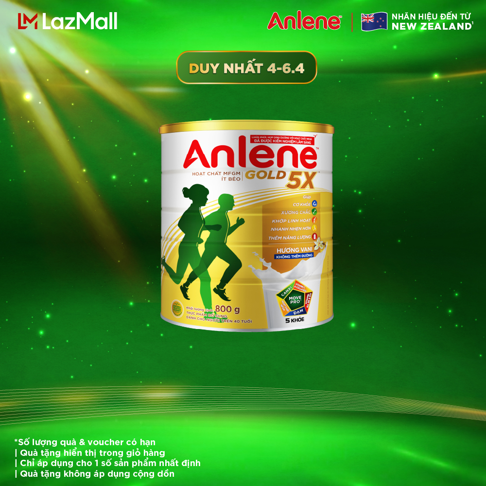 [Giảm 15% tối đa 100k cho đơn hàng từ 499k]  Sữa bột Anlene Gold 5X hương vani lon 800g