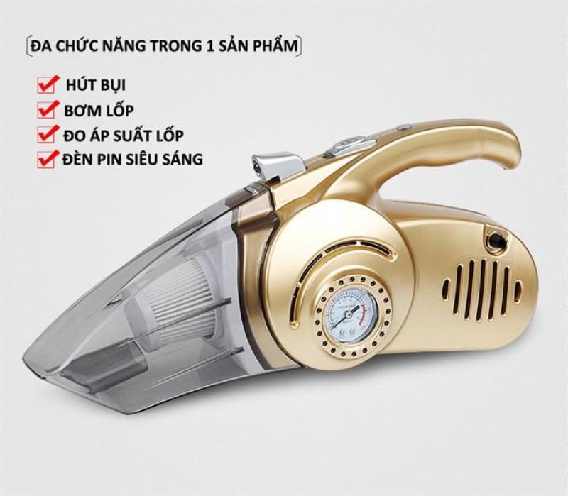 Máy Hút Bụi Ô Tô Đa Năng VANDO (4 chức năng hút bụi, đèn pin, bơm xe, đo áp suất lốp) Tặng kèm bộ chuyển đổi 12V - Máy hút bụi đa năng 4 in 1 dành cho tất cả các loại xe ô tô, Giá Siêu khuyến mại, BH 1 đổi 1