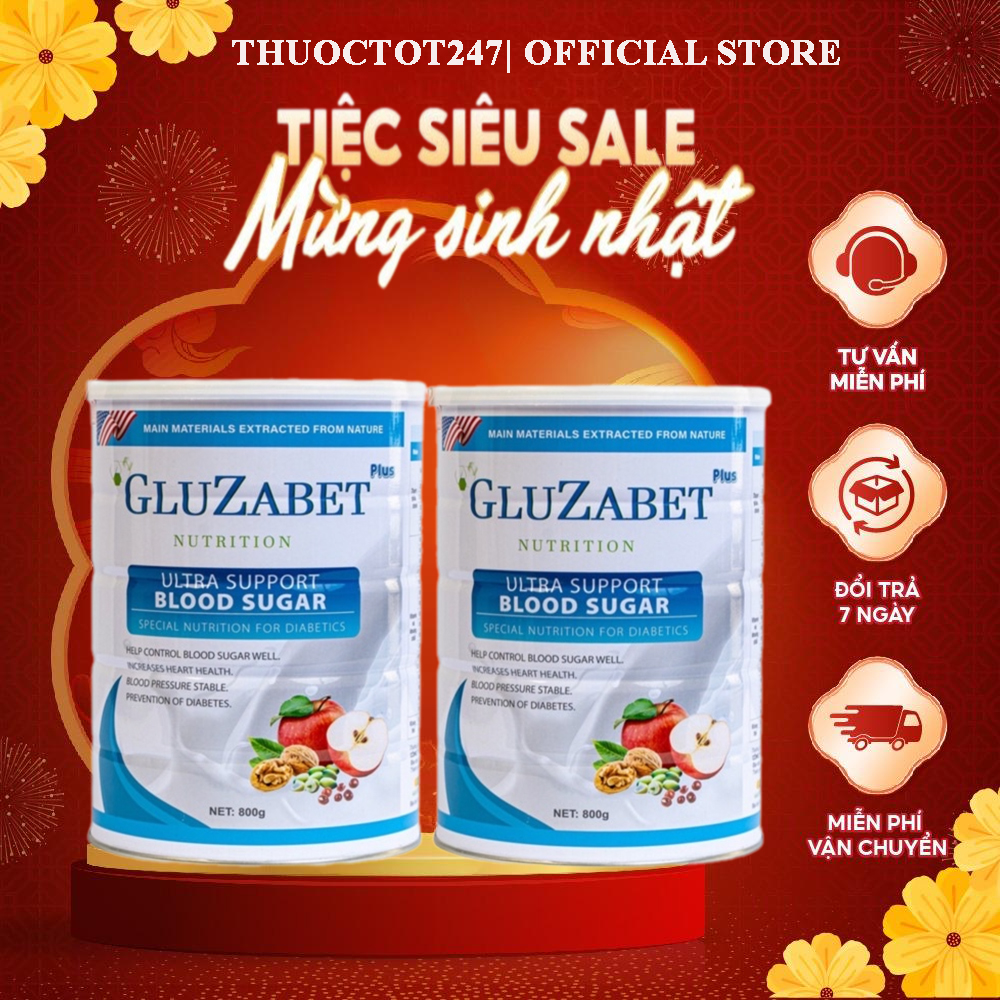Combo 2 hộp 800g sữa tiểu đường Gluzabet Hương Táo chính hãng date mới