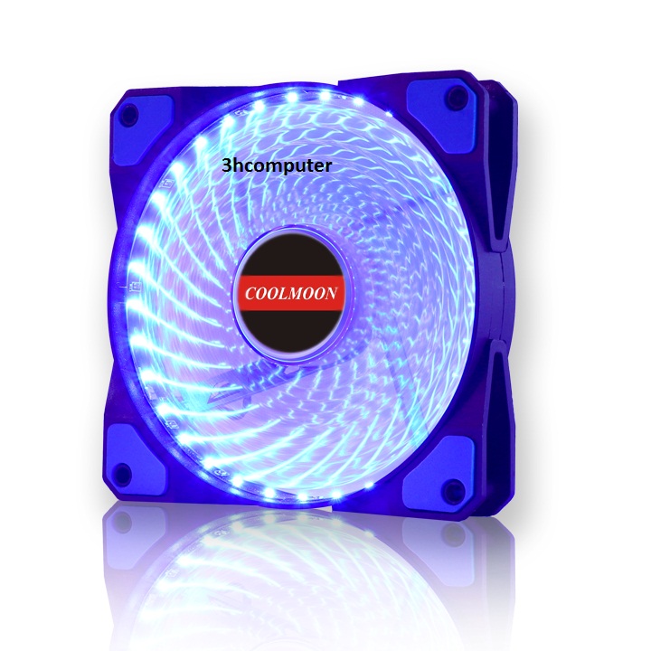 QUẠT TẢN NHIỆT LED 12CM COOLMOON 33 BÓNG (màu xanh )