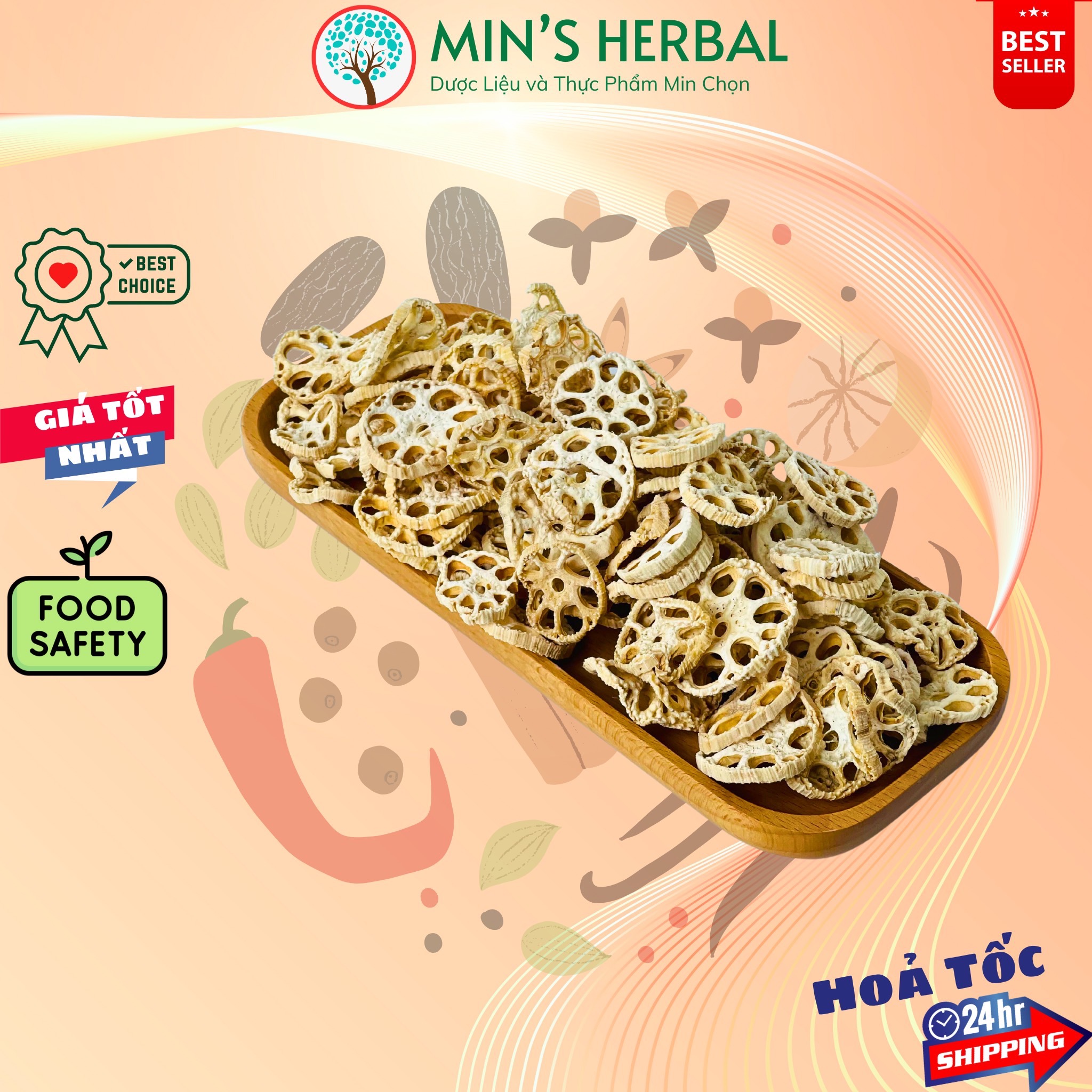 Củ sen sấy khô Loại I túi 100g - Minpharmacy