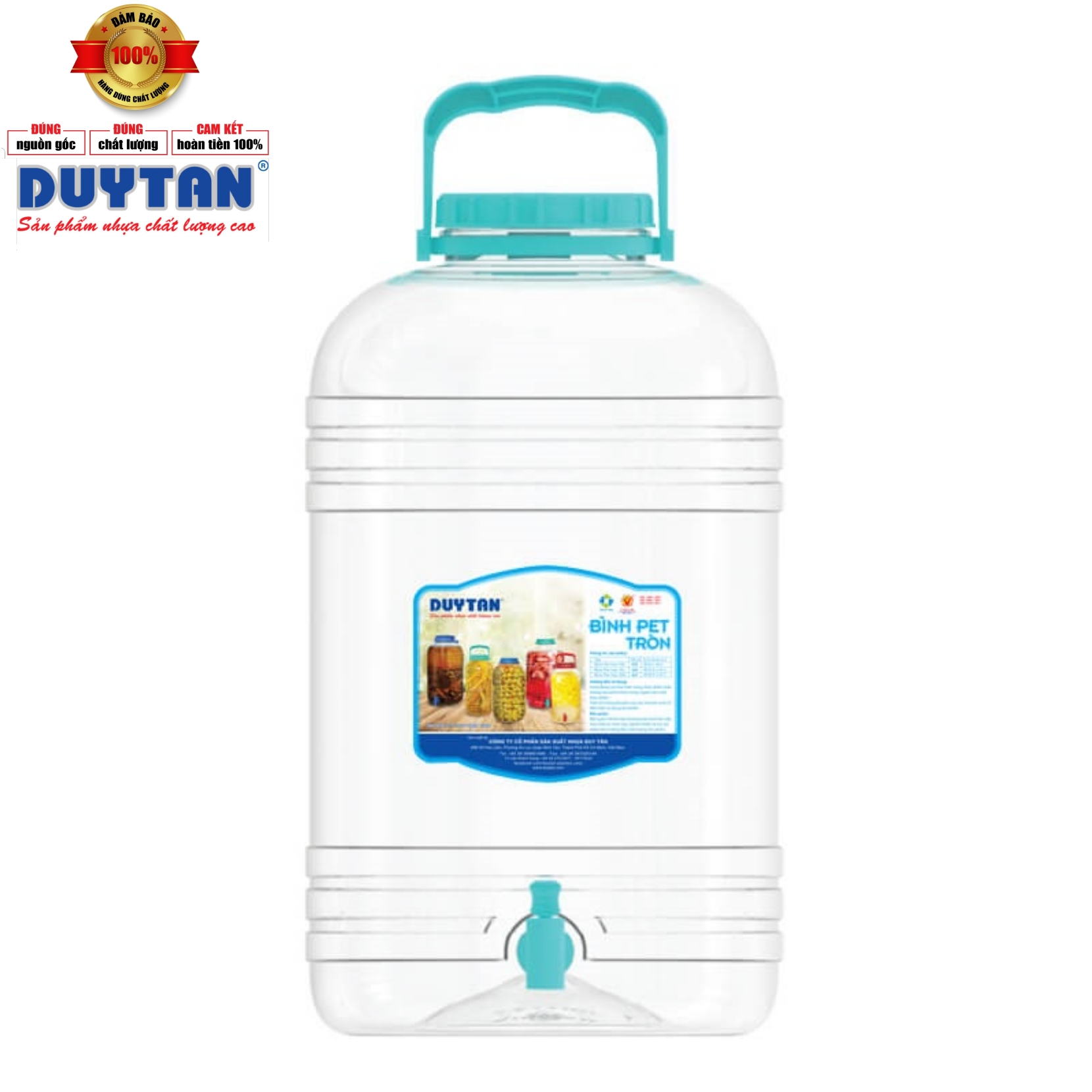 Bình pet duy tân tròn đựng nước uống 10 lít, 15 lít, 20 lít