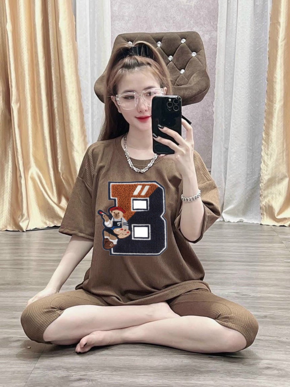 Set thời trang siêu HOT đồ bộ áo ngắn tay họa tiết kiểu sau lưng mix quần lửng xinh xắn Set bộ hottrend áo tay lửng họa tiết mix quần lửng thoải mái Set áo họa tiết kiểu sau lửng tay ngắn mix quần lửng phong cách MTB