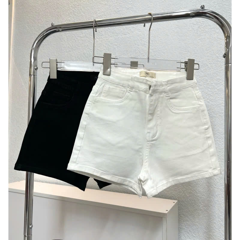 Quần jean short nữ chất kaki giả Jeans thiết kế đơn giản kaki trơn dễ phối đồ Lưng Cao co giãn quần đùi bò