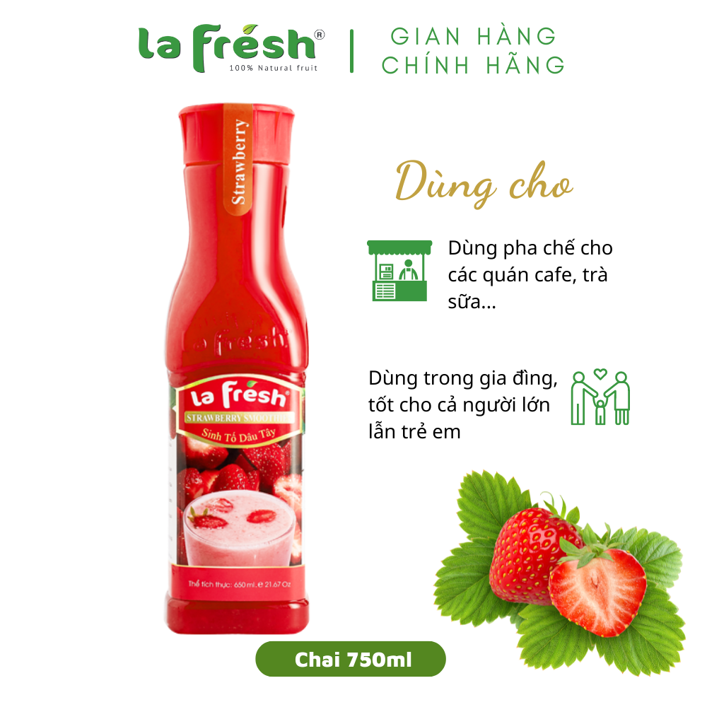 [HCM]Sinh Tố Dâu Tây Lafresh Đà Lạt 750ml