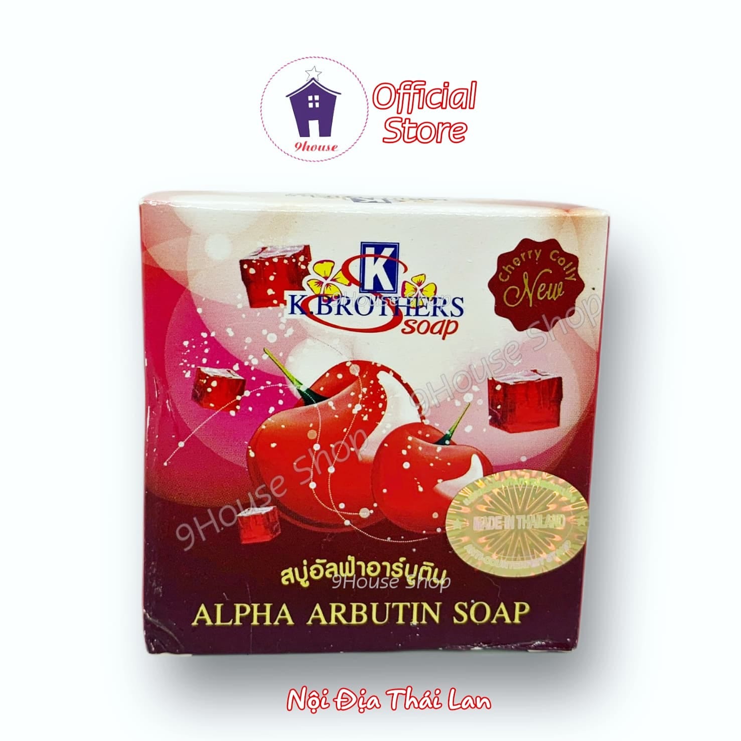 01 Xà Bông Cherry Dưỡng Trắng Da K.Brothers Alpha Arbutin Soap Thái Lan 60gram
