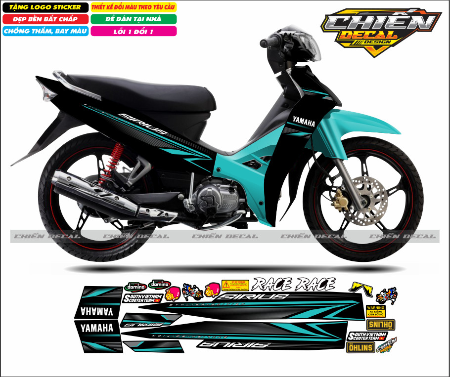 Tem rời xe sirius RC 100cc - 50cc mẫu zin nhiều màu lựa chọn