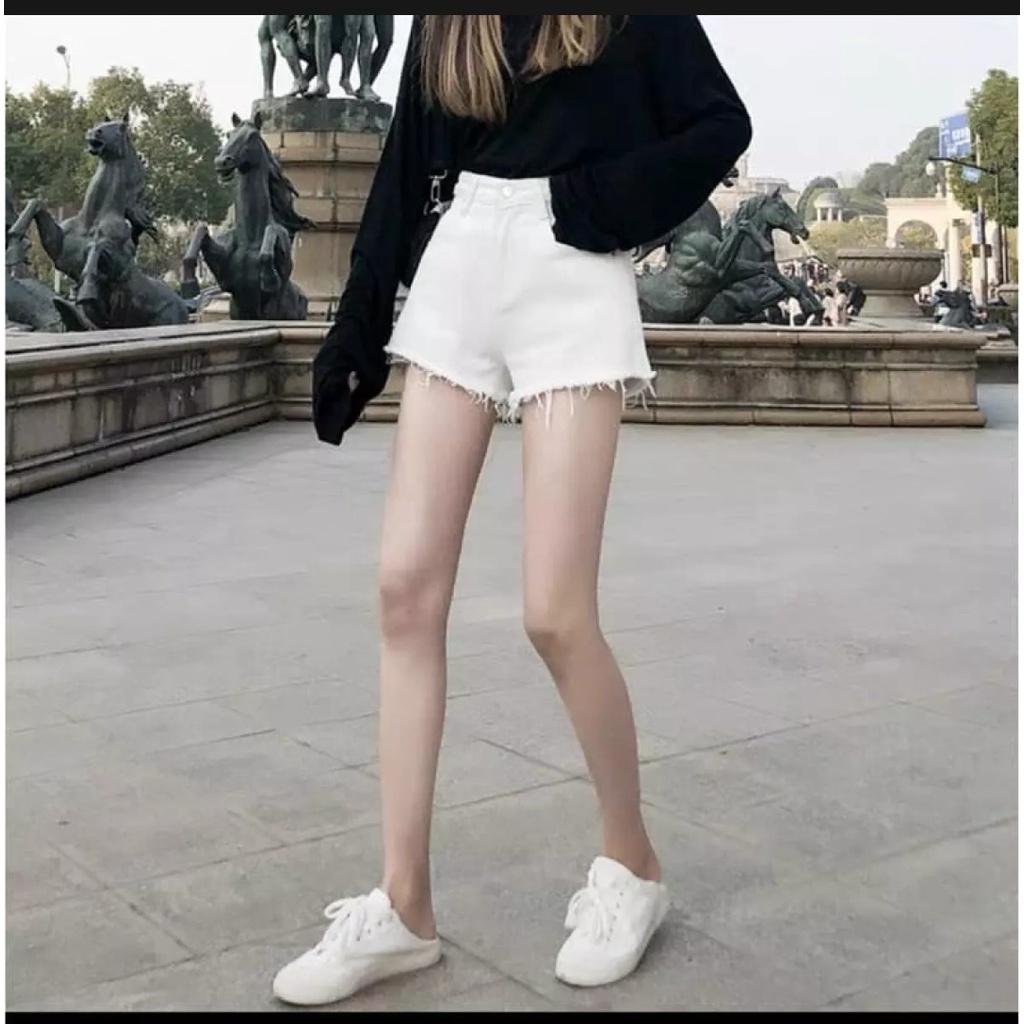 Quần jean short nữ chất kaki giả Jeans thiết kế đơn giản kaki trơn dễ phối đồ Lưng Cao co giãn quần đùi bò