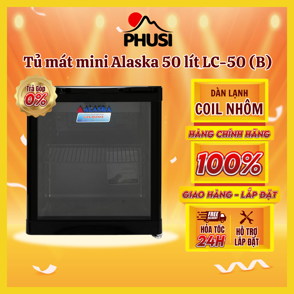 [Trả góp 0%] LC-50B - Tủ mát mini Alaska 50 lít LC-50 (Đen)