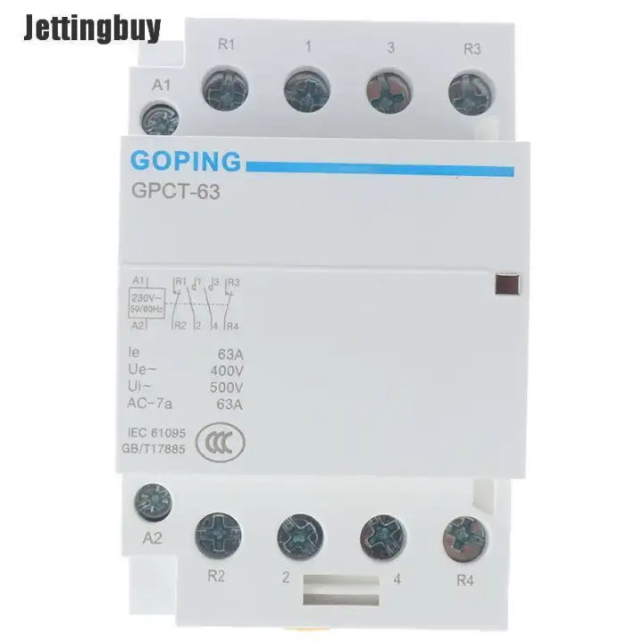 4P 63A 2NC 2NO 220V 400V ~ 50/60Hz Din Rail hộ gia đình AC contactor , khởi động từ AC
