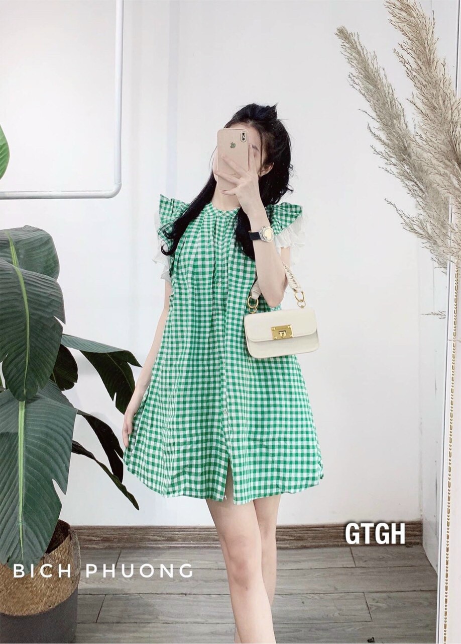 [HCM-CHUYÊN SỈ & LẺ THỜI TRANG] ĐẦM CARO XANH XINH XẮN
