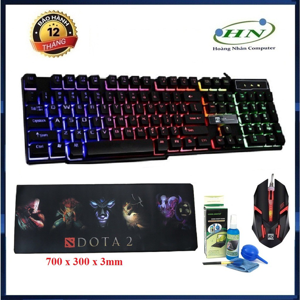 Bộ Bàn Phím Giả Cơ R8 1822 Và Chuột R8 1602 Led 7 Màu+Tặng kèm Lót Lớn+Vệ sinh 4 món