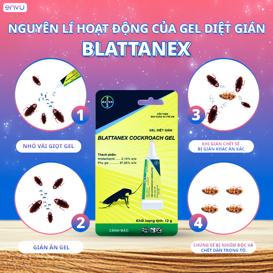 [ENVU] - Diệt Gián Blattanex, diệt gián Trong Nhà Bếp, Hộ Gia Đình Blattanex Dạng Gel 1 tuýp 12g