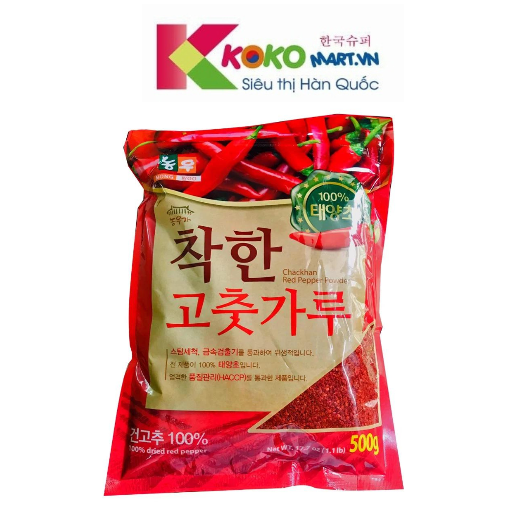 Bột ớt vảy Nongwoo Hàn Quốc túi 500g