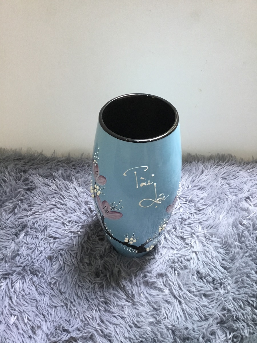 BÌNH HOA BOM THẲNG TÀI LỘC SỐ 5 - 22X11 CM - GỐM SỨ BÁT TRÀNG - HÀNG VIỆT NAM CHẤT LƯỢNG CAO