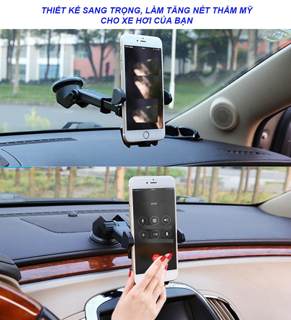 Kẹp điện thoại trên ô tô, Giá đỡ điện thoại có thể gắn trên kính, trên taplo, khe gió, Kẹp có tấm đệm lót mềm siêu chắc