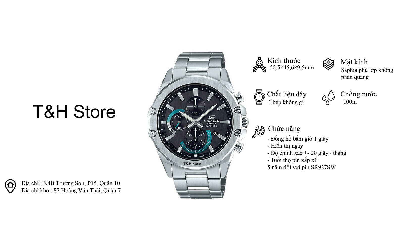 [HCM]Đồng hồ Nam Casio Edifice EFR-S567D-1AV[Fullbox]
