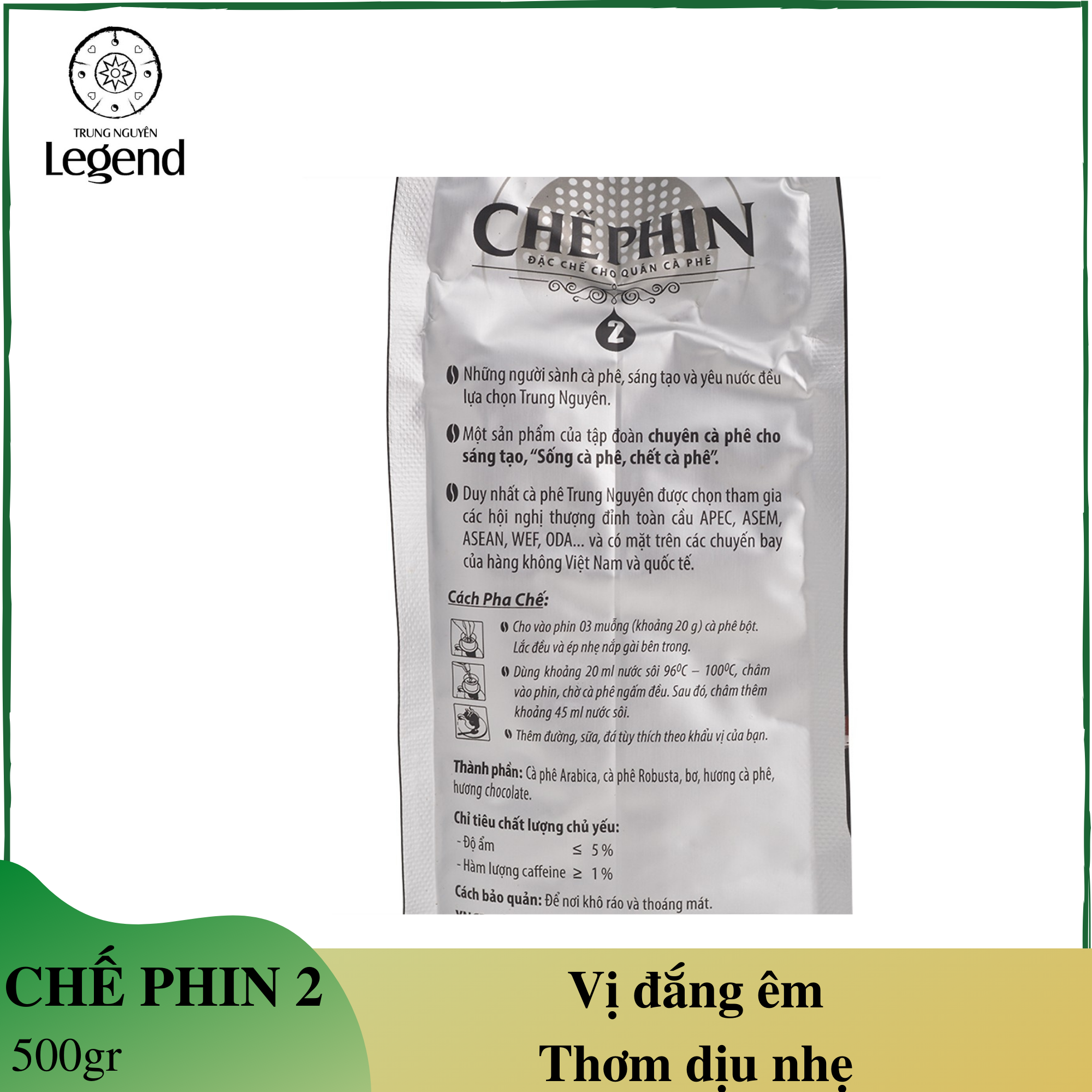 Cà phê chế phin 2 Trung Nguyên - gói 500gr