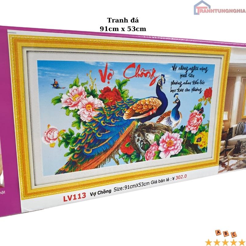 Tranh đính đá LV113 (91cm x 53cm), tranh thêu chữ thập vợ chồng công tuyệt đẹp DV6438 (77cm x 46cm) DV6173 (81cm x 41cm)