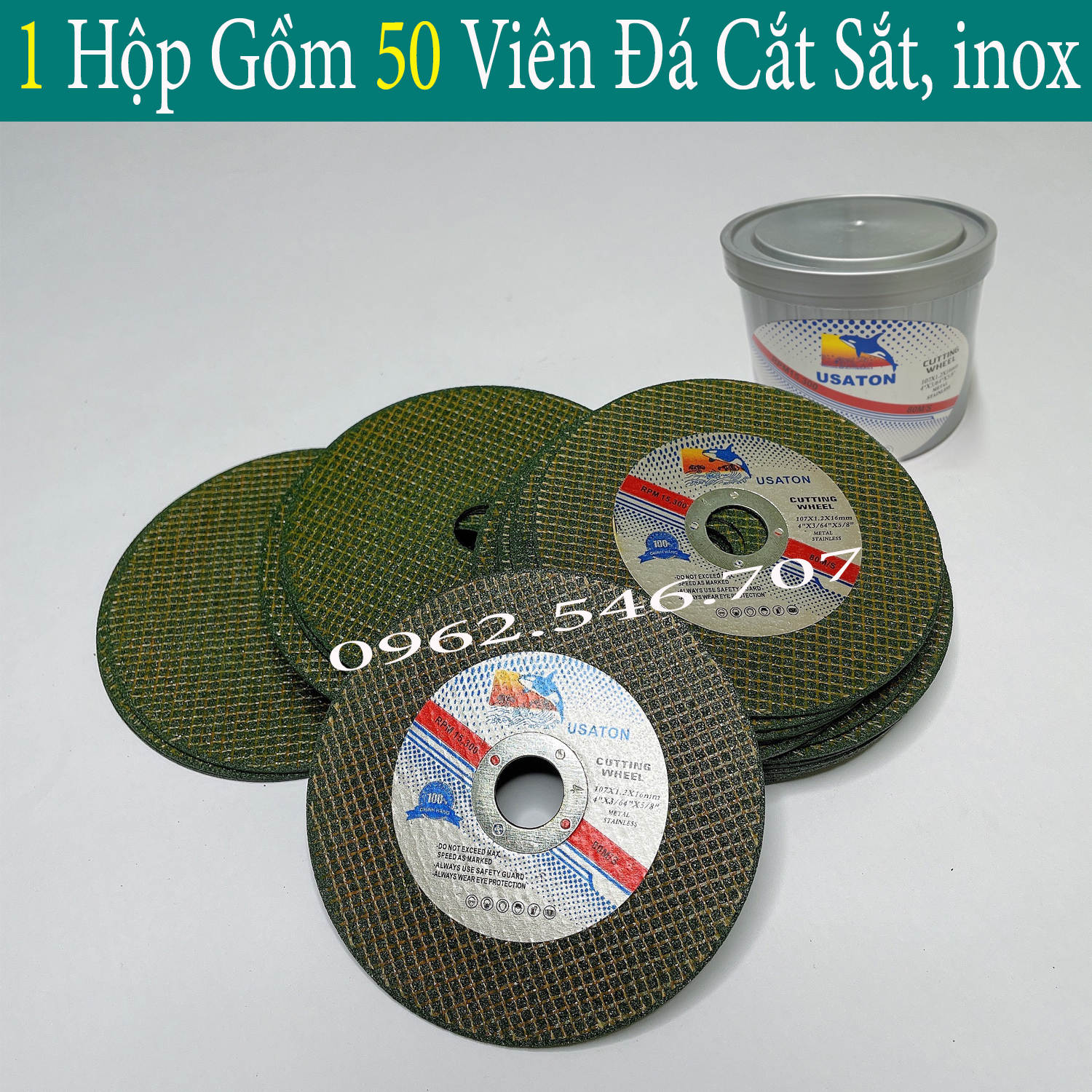 Đá cắt sắt nhãn hiệu con cá USATON, hộp 50 viên